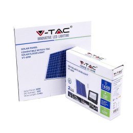 Projektor LED Solarny V-TAC 20W Czarny IP65, Pilot, Timer VT-60W 4000K 1650lm