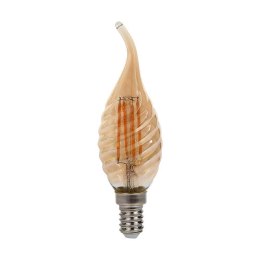 Żarówka LED V-TAC 4W Filament E14 Świeczka Bursztyn Płomyk Twist VT-1947 2200K 350lm