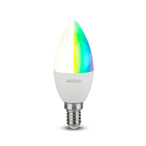 Żarówka LED WiFi V-TAC 4.8W E14 Świeczka SMART LIFE TUYA Alexa Google Home VT-5114-N RGB+2700K-6400K 450lm