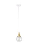 Lampa wisząca 1xE27 LACRIMA CLEAR WHITE/GOLD