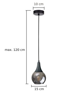 Lampa wisząca 1xE27 LACRIMA SMOKY BLACK