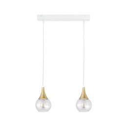 Lampa wisząca 2xE27 LACRIMA CLEAR WHITE/GOLD