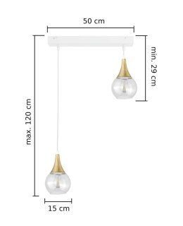 Lampa wisząca 2xE27 LACRIMA CLEAR WHITE/GOLD