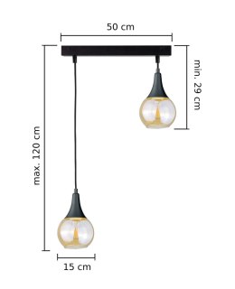 Lampa wisząca 2xE27 LACRIMA HONEY BLACK