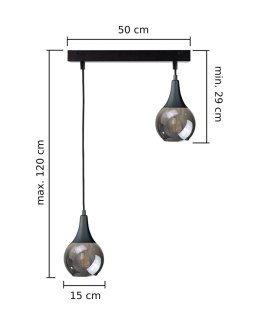 Lampa wisząca 2xE27 LACRIMA SMOKY BLACK