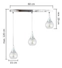 Lampa wisząca 3xE27 LACRIMA CLEAR SILVER