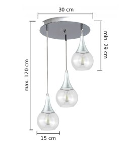 Lampa wisząca 3xE27 LACRIMA CLEAR SILVER