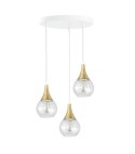 Lampa wisząca 3xE27 LACRIMA CLEAR WHITE/GOLD