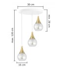 Lampa wisząca 3xE27 LACRIMA CLEAR WHITE/GOLD