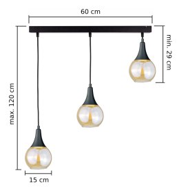 Lampa wisząca 3xE27 LACRIMA HONEY BLACK