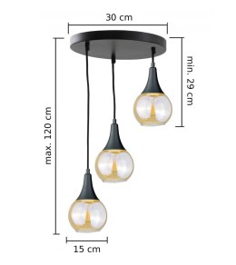 Lampa wisząca 3xE27 LACRIMA HONEY BLACK