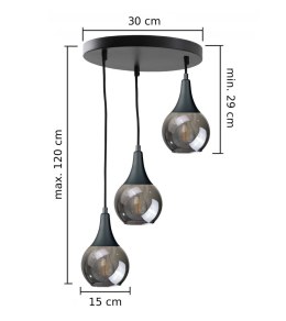 Lampa wisząca 3xE27 LACRIMA SMOKY BLACK