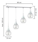 Lampa wisząca 4xE27 LACRIMA CLEAR SILVER