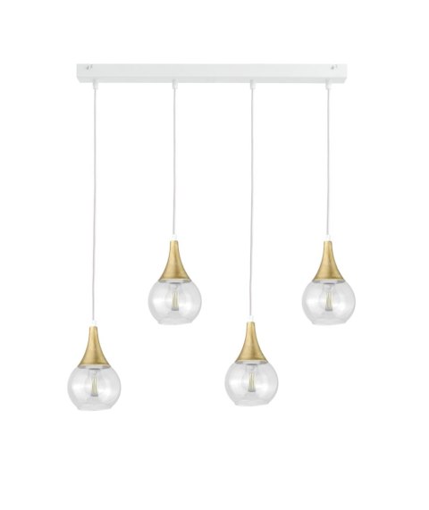 Lampa wisząca 4xE27 LACRIMA CLEAR WHITE/GOLD