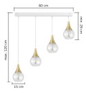 Lampa wisząca 4xE27 LACRIMA CLEAR WHITE/GOLD