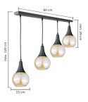 Lampa wisząca 4xE27 LACRIMA HONEY BLACK