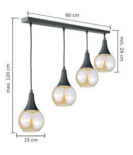 Lampa wisząca 4xE27 LACRIMA HONEY BLACK