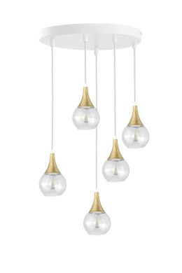 Lampa wisząca 5xE27 LACRIMA CLEAR WHITE/GOLD