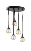 Lampa wisząca 5xE27 LACRIMA HONEY BLACK