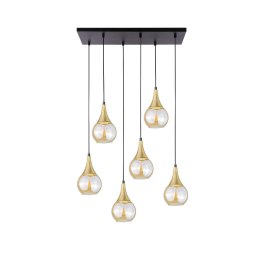 Lampa wisząca 6xE27 LACRIMA HONEY BLACK/GOLD