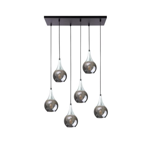 Lampa wisząca 6xE27 LACRIMA SMOKY BLACK/SILVER