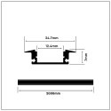 Profil Aluminiowy V-TAC 2mb Anodowany, Klosz Mleczny, Wpuszczany, Cienkościenny VT-8106