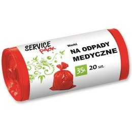 WORKI NA ODPADY MEDYCZNE 35L LDPE CZERWONE (20)