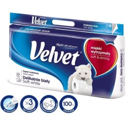 Papier toaletowy Velvet Delikatnie biały 8 rolek