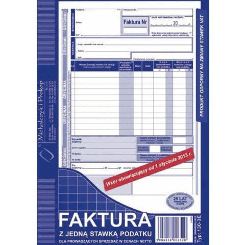 FAKTURA (1 STAWKA VAT) A5 (O+1K)