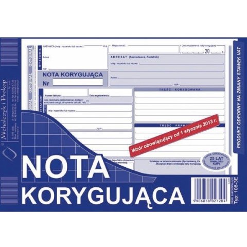 NOTA KORYGUJĄCA A5 (O+1K)