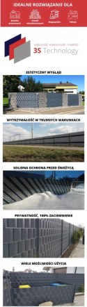 Taśma ogrodzeniowa PASKI 6 x 2,55mb BASIC 19cm PROTECTO™ GRAFIT + 12 klipsów GRATIS