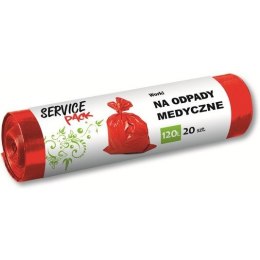 WORKI NA ODPADY MEDYCZNE 120L LDPE CZERWONE (20)