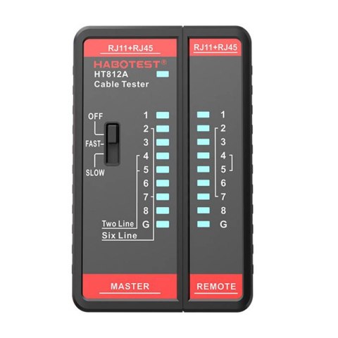 Tester przewodów sieciowych RJ11 / RJ45 Habotest HT812A Tester przewodów sieciowych RJ11 / RJ45 Habotest HT812A