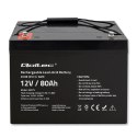 Qoltec Akumulator AGM | 12V | 80Ah | 23.5kg | Bezobsługowy | Mocny | LongLife | do UPS, kampera, łodzi, pieca