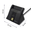 Qoltec Inteligentny czytnik chipowych kart ID SCR-0643 | USB 2.0 + Adapter USB-C