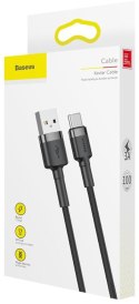 KABEL USB-A / USB-C Baseus Cafule CATKLF-BG1 100cm 3A QC 3.0 CZARNO-SZARY W NYLONOWYM OPLOCIE