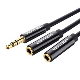 Rozdzielacz audio 3,5mm męski do 2x 3,5mm żeński Vention BBSBY 0,3m czarny