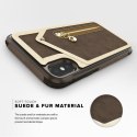 Zizo Nebula Wallet Case - Skórzane etui iPhone X z kieszeniami na karty + saszetka na zamek + szkło 9H na ekran (Dark Brown/Brow