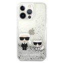 Karl Lagerfeld Liquid Glitter Karl & Choupette - Etui iPhone 13 Pro Max (srebrny)