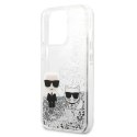 Karl Lagerfeld Liquid Glitter Karl & Choupette - Etui iPhone 13 Pro Max (srebrny)