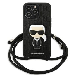 Karl Lagerfeld Monogram Leather Patch and Cord Iconik - Etui iPhone 13 Pro