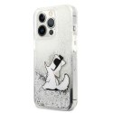 Karl Lagerfeld Liquid Glitter Choupette Fun - Etui iPhone 13 Pro Max (srebrny)