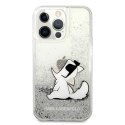 Karl Lagerfeld Liquid Glitter Choupette Fun - Etui iPhone 13 Pro Max (srebrny)