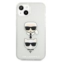 Karl Lagerfeld Glitter Karl & Choupette Head - Etui iPhone 13 mini (srebrny)