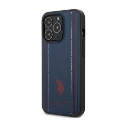 US Polo Assn Leather Stitch - Etui iPhone 14 Pro Max (granatowy)