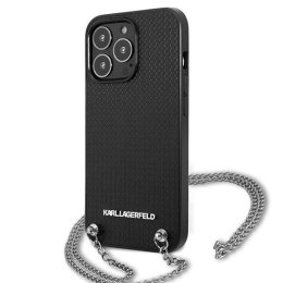 Karl Lagerfeld Leather Textured and Chain - Etui iPhone 13 Pro (czarny)