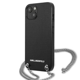 Karl Lagerfeld Leather Textured and Chain - Etui iPhone 13 (czarny)