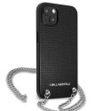 Karl Lagerfeld Leather Textured and Chain - Etui iPhone 13 (czarny)