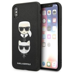 Karl Lagerfeld Saffiano Karl & Choupette Heads - Etui iPhone Xs Max (czarny)