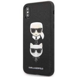 Karl Lagerfeld Saffiano Karl & Choupette Heads - Etui iPhone Xs Max (czarny)